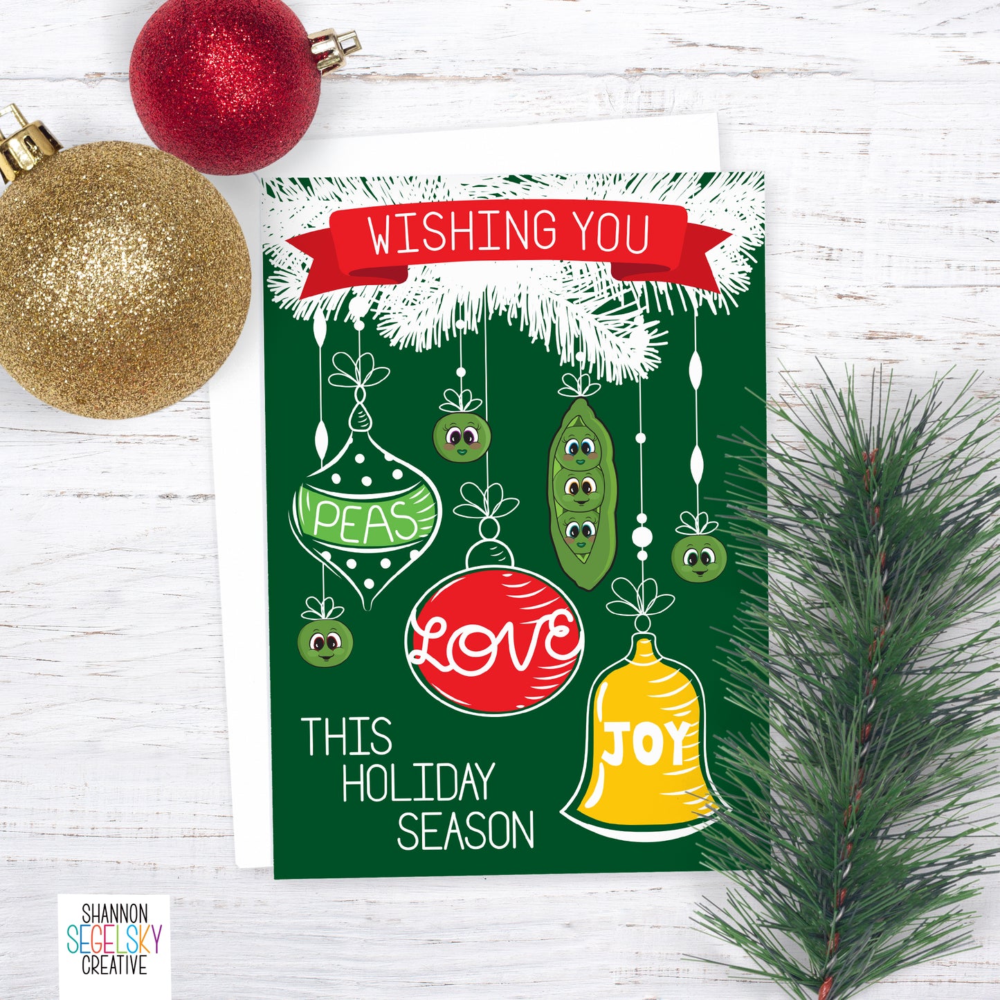 VegeCards® Peas, Love and Joy - Happy Holidays Card