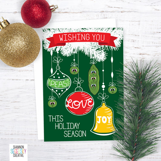 VegeCards® Peas, Love and Joy - Happy Holidays Card