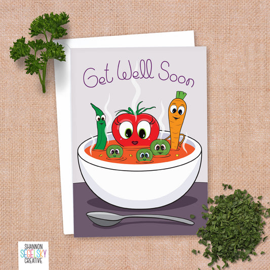 VegeCards® Get Well Soon Vegetable Soup Card