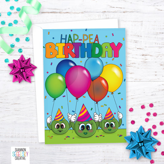 VegeCards® Hap-pea Birthday Balloons Card