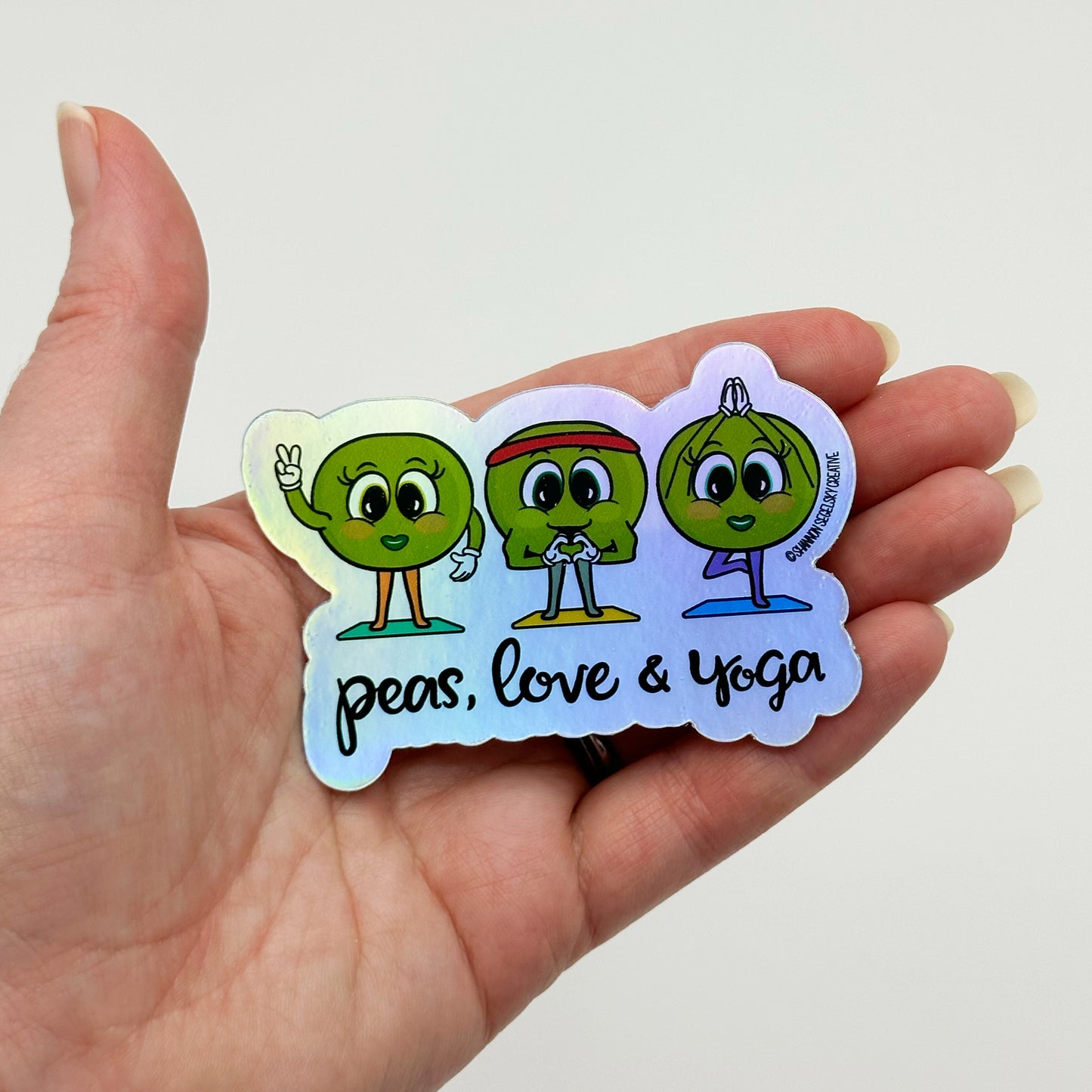 VegeCards® Peas, Love & Yoga Holographic Vinyl Sticker
