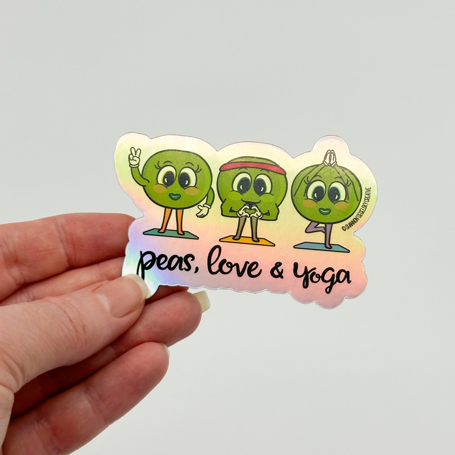 VegeCards® Peas, Love & Yoga Holographic Vinyl Sticker