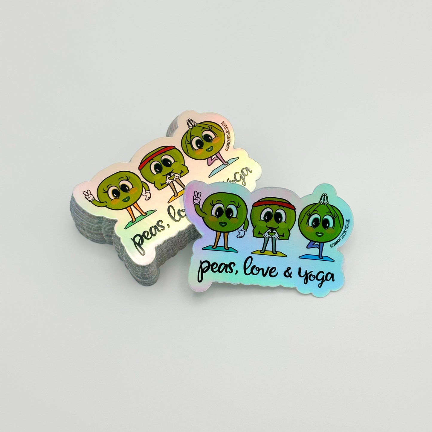 VegeCards® Peas, Love & Yoga Holographic Vinyl Sticker