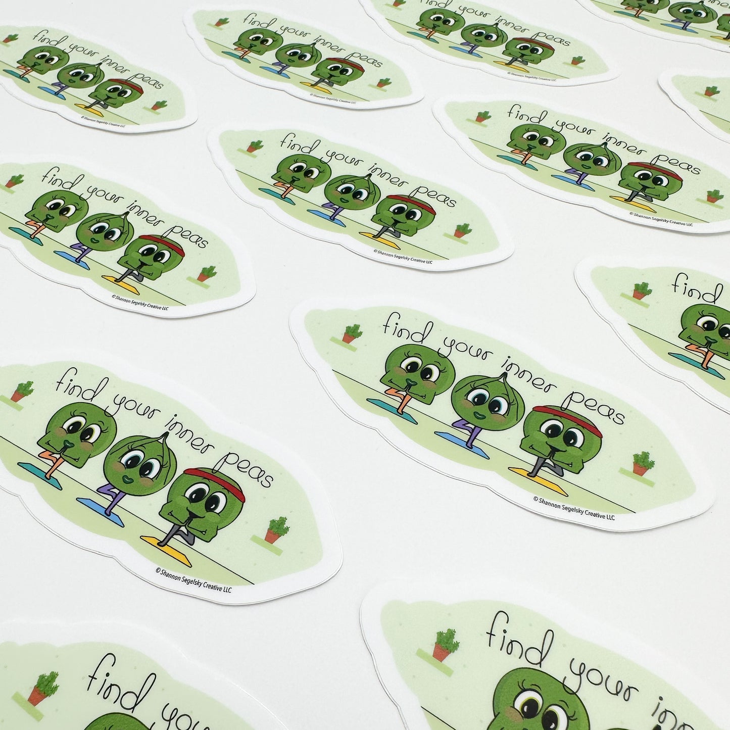 VegeCards® Find Your Inner Peas - Yoga - Vinyl Sticker