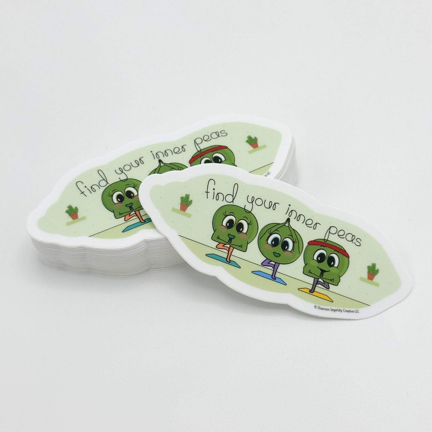 VegeCards® Find Your Inner Peas - Yoga - Vinyl Sticker