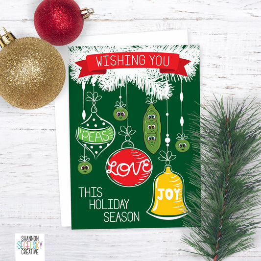 VegeCards™ Peas, Love and Joy - Happy Holidays Card