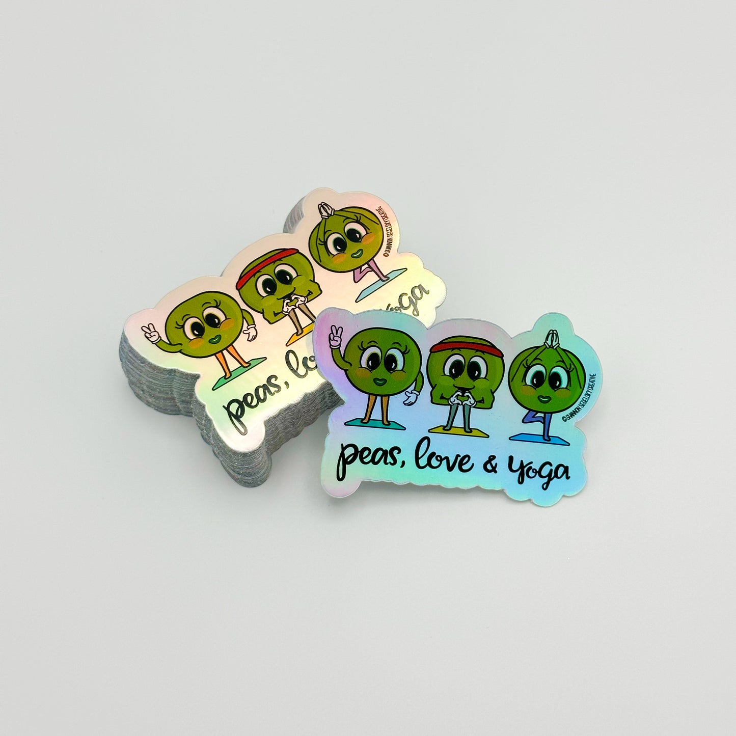 VegeCards™ Peas, Love & Yoga Holographic Vinyl Sticker