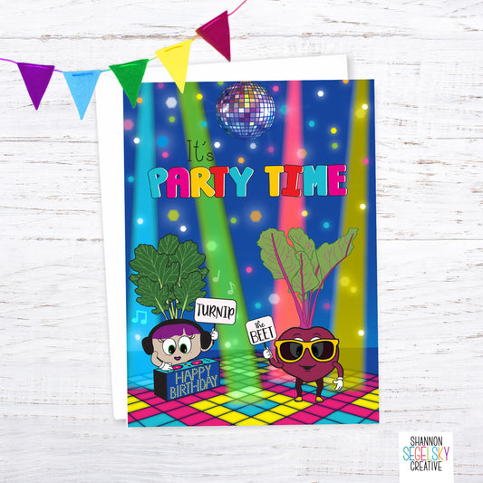 VegeCards™ Turnip the Beet - Party Time - Birthday Card