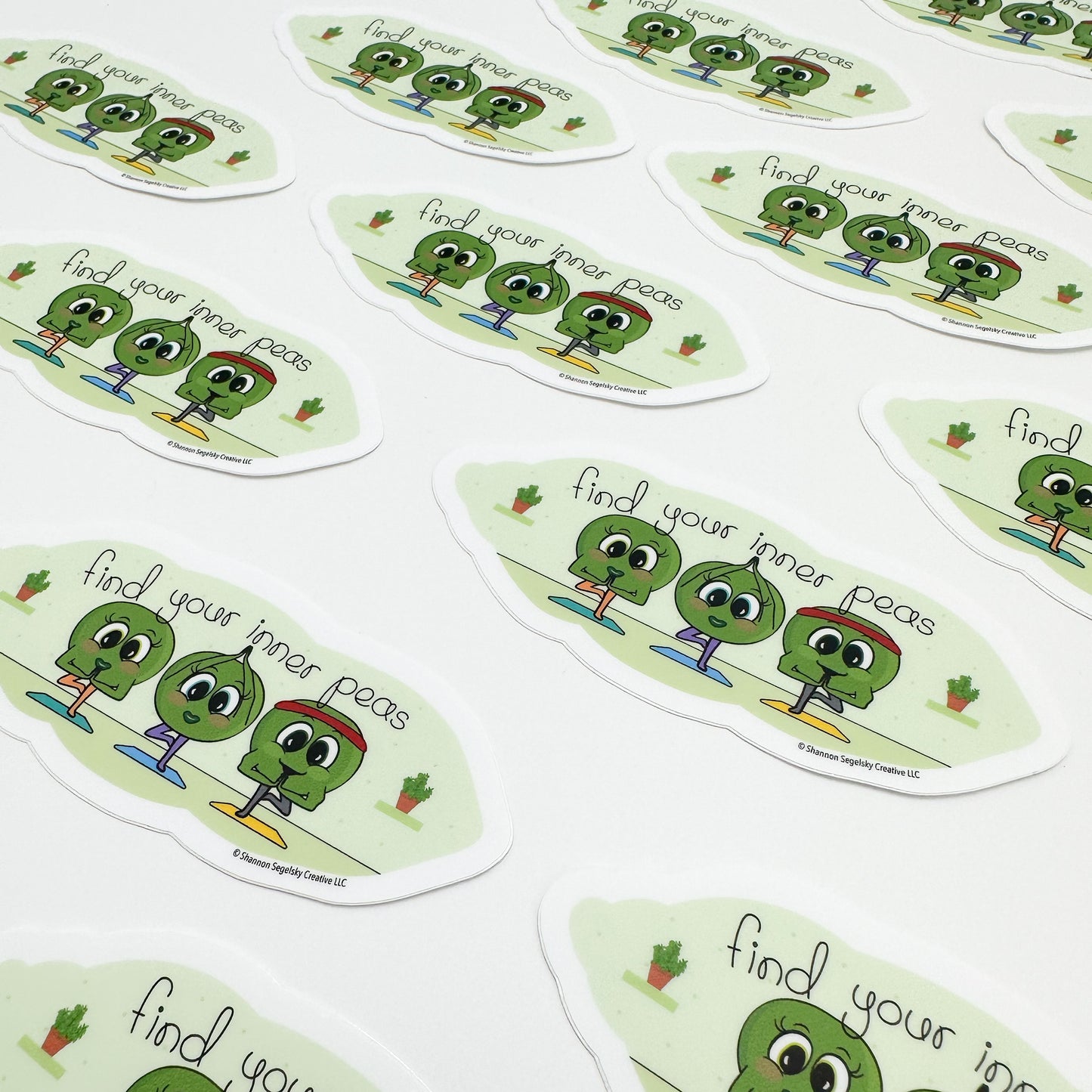 VegeCards™ Find Your Inner Peas - Yoga - Vinyl Sticker
